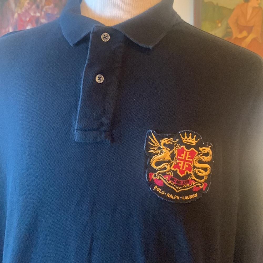 90’s POLO RALPH LAUREN BLACK POLO HERALDIC CREST LONG SLEEVE,